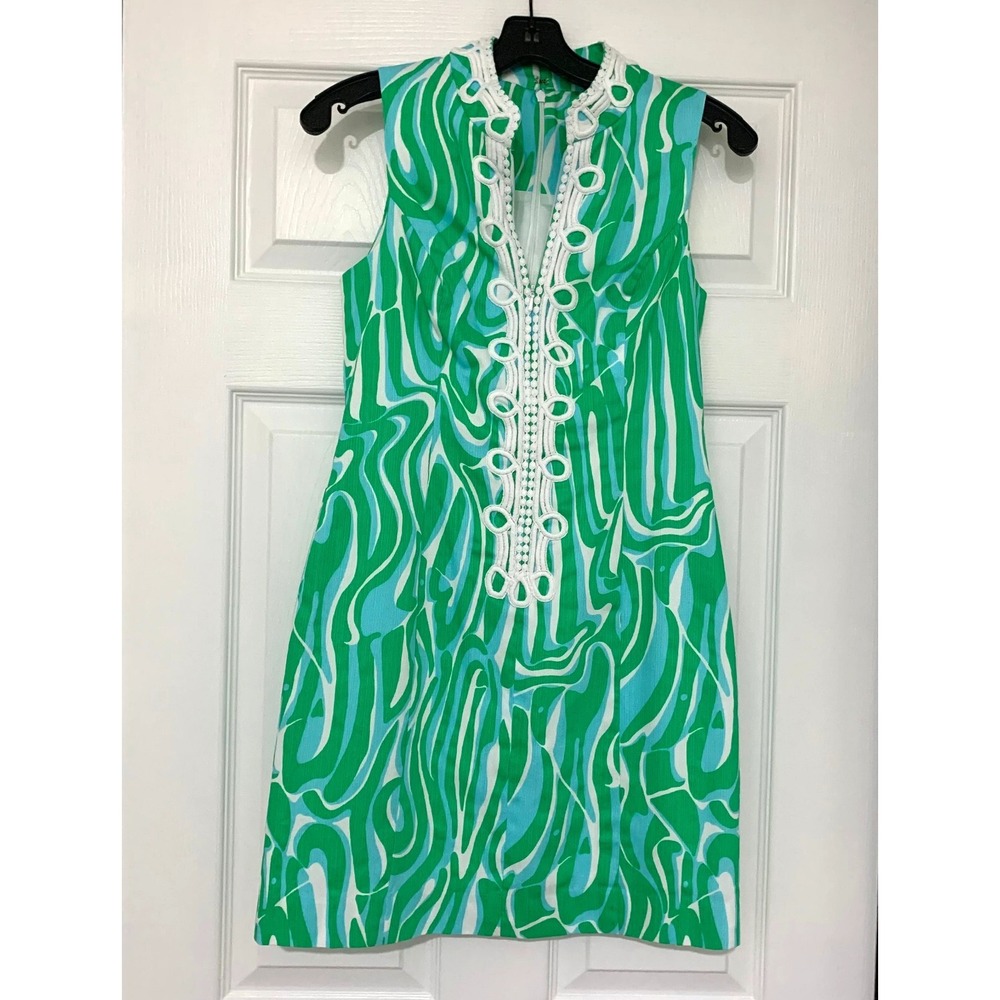 Lilly Pulitzer Alexa Zip Front Shift Dress Womens 2 0 00 XS Finders Keepers Lace